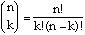 binomial coefficient